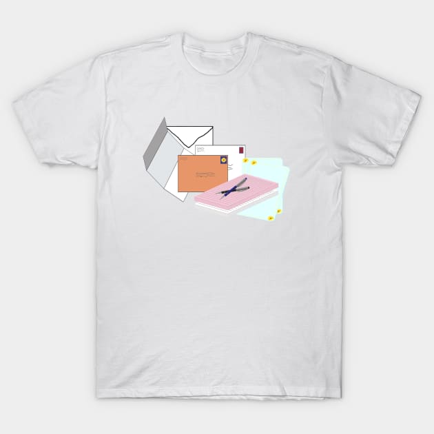 Snail Mail Happy Mail (Stacked Version – White Background) T-Shirt by Art By LM Designs 